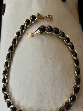 Vintage Napier Navy Blue and Goldtone Necklace